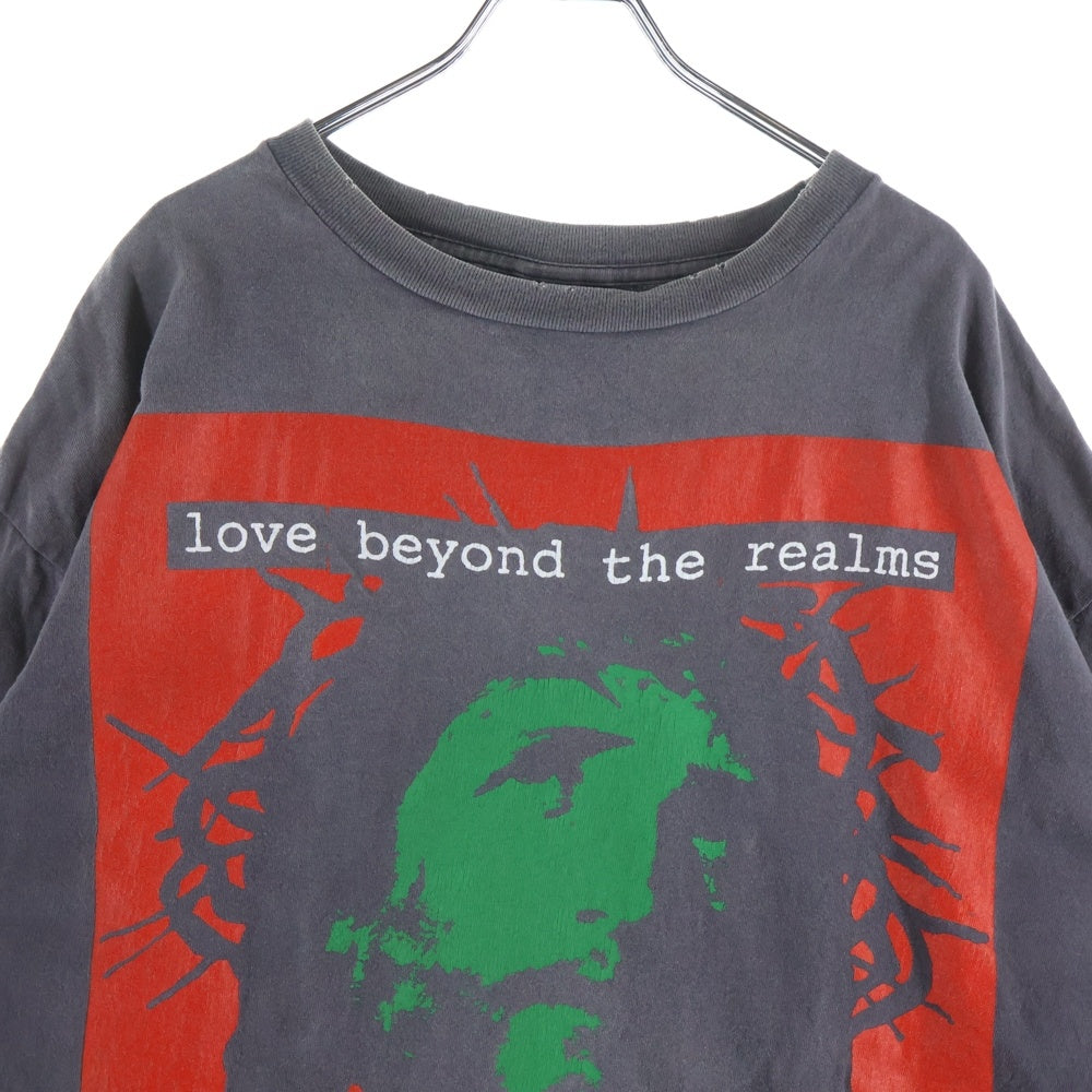 SAINT MICHAEL(セントマイケル) 24SS ×Kosuke Kawamura KK SS TEE LOVE BEYOND ダメージ加工 半袖Tシャツ グレー SM-YS8-0000-C23