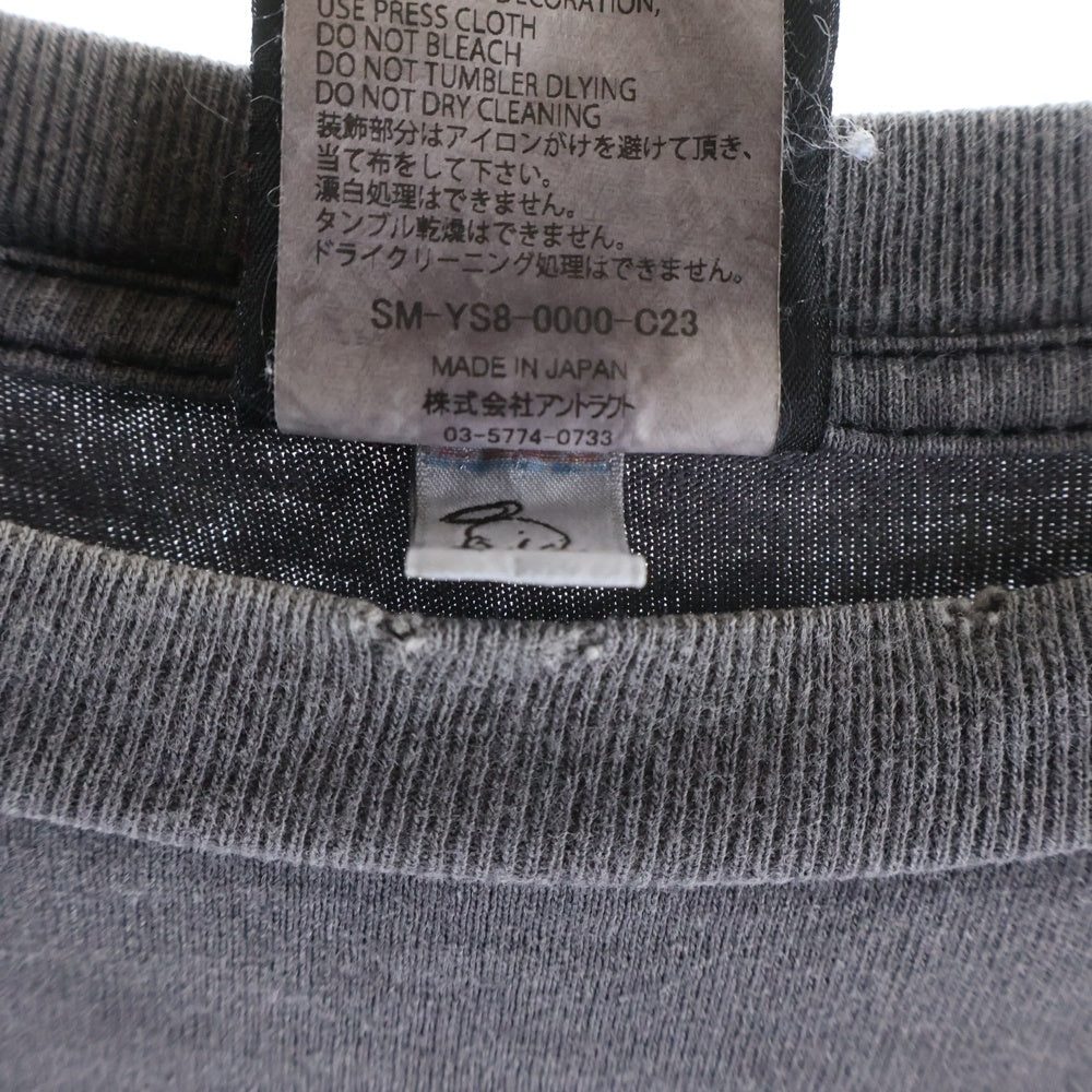 SAINT MICHAEL(セントマイケル) 24SS ×Kosuke Kawamura KK SS TEE LOVE BEYOND ダメージ加工 半袖Tシャツ グレー SM-YS8-0000-C23