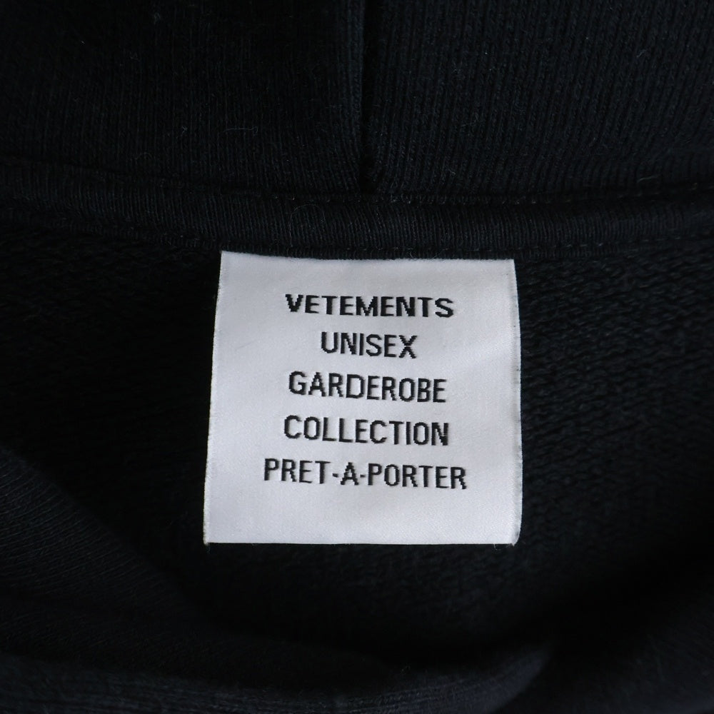 VETEMENTS(ヴェトモン) 21SS Limited Edition Hoodie ロゴプリント プルオーバースウェットパーカー フーディー ブラック UE51TR820B