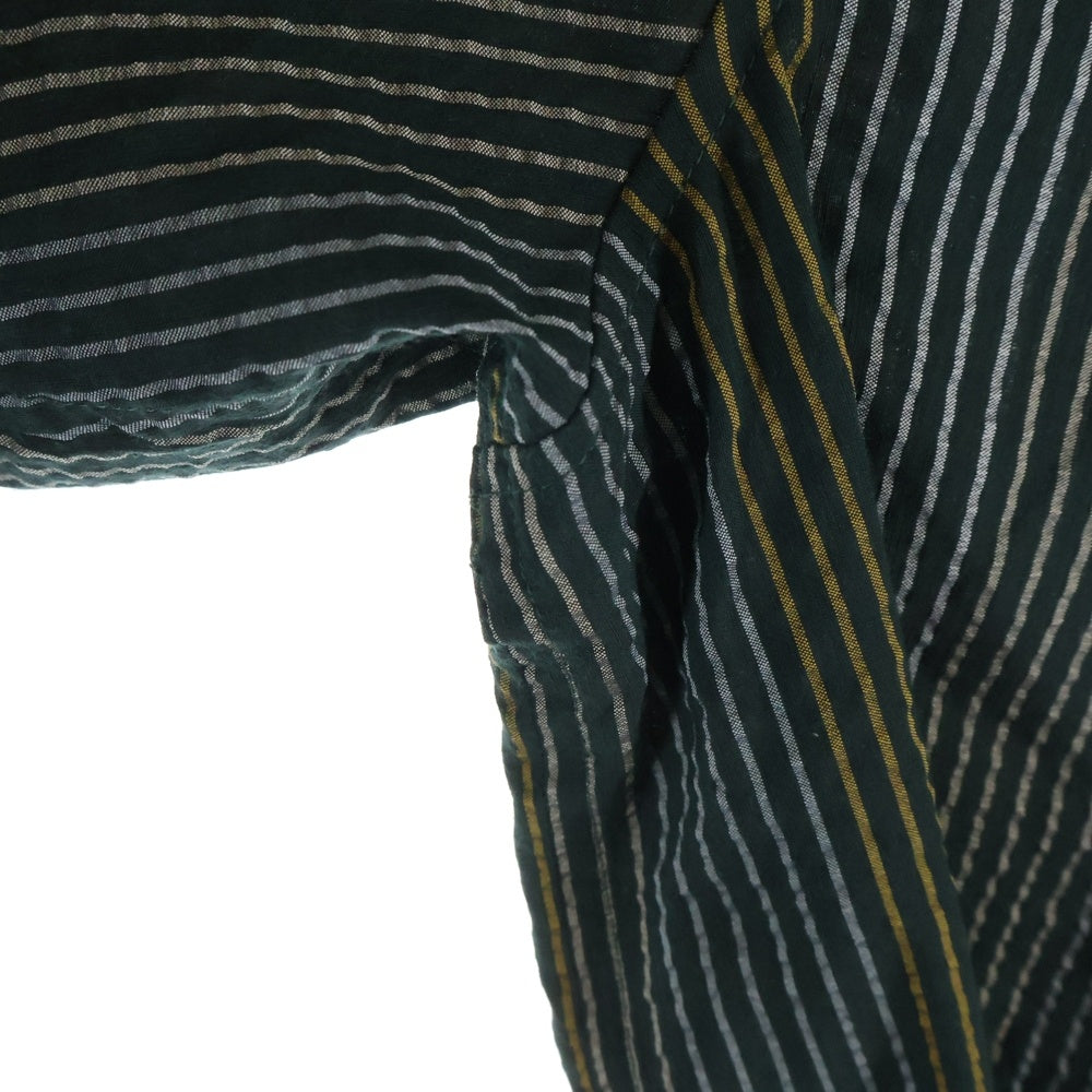 KITH(キス) ロゴ刺繍 ストライプデザイン 半袖シャツ グリーン