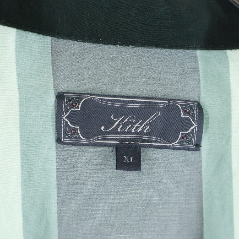 KITH(キス) ボーダーストライプ 半袖シャツ グリーン