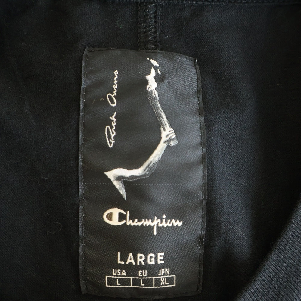 Rick Owens(リックオウエンス) ×Champion TOMMY T CROPPED チャンピオン ロゴ刺繍 トミー クロップド半袖Tシャツ ブラック CM01D9404-CHJER