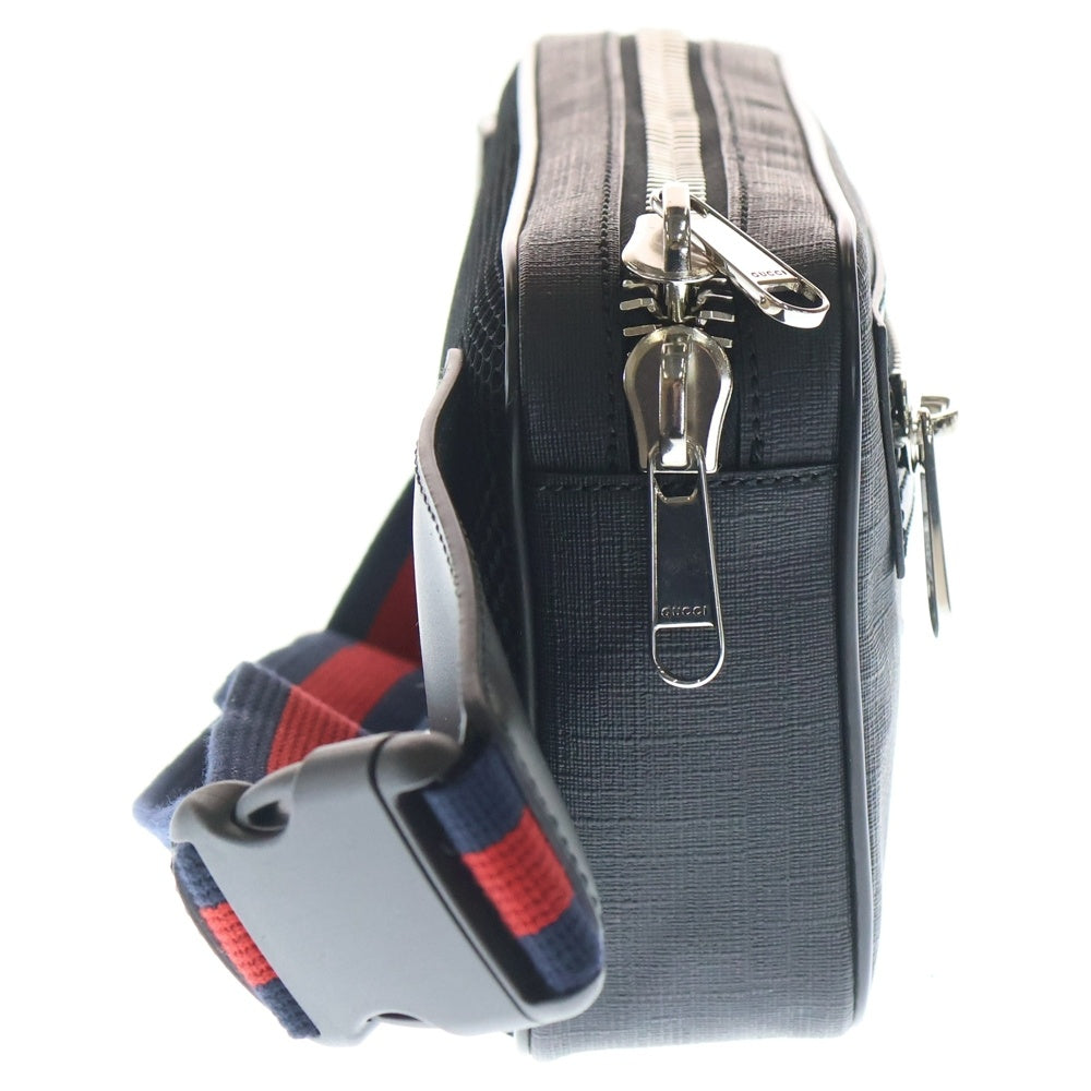 GUCCI(グッチ) GG Body Bag Waist Bag GG総柄 レザーウエストバッグ ボディバッグ ブラック 474293