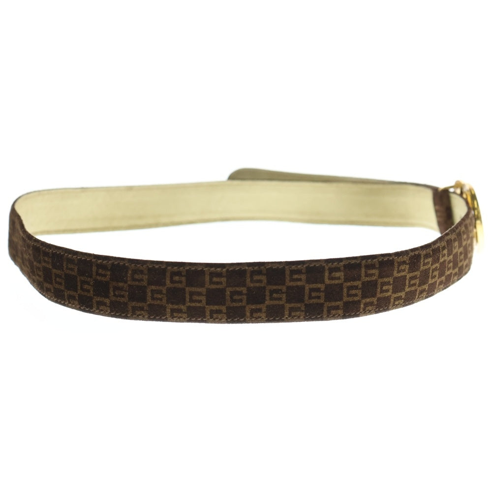 GUCCI(グッチ) オールド GGロゴ 総柄 レザーベルト ブラウン レディース