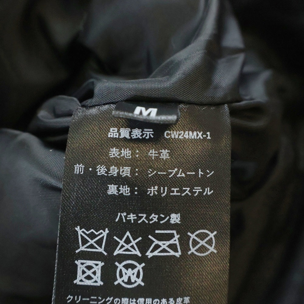 Liugoo Leathers(リューグーレザーズ) グリズリージャケット ボア切り換え レザージャケット ジップアップブルゾン ブラック CW24MX-1