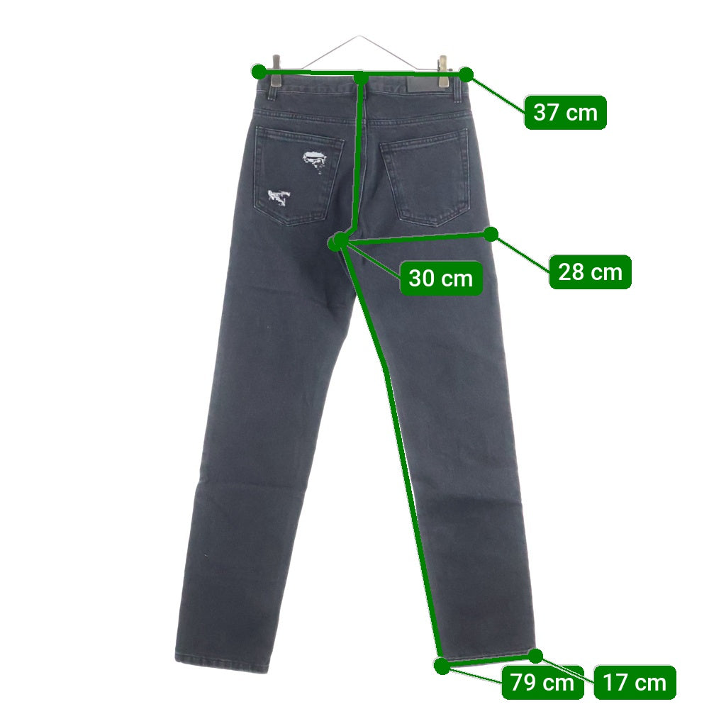 LIBERE(リベーレ) ダメージ加工 ストレートデニムパンツ ジーンズ ブラック