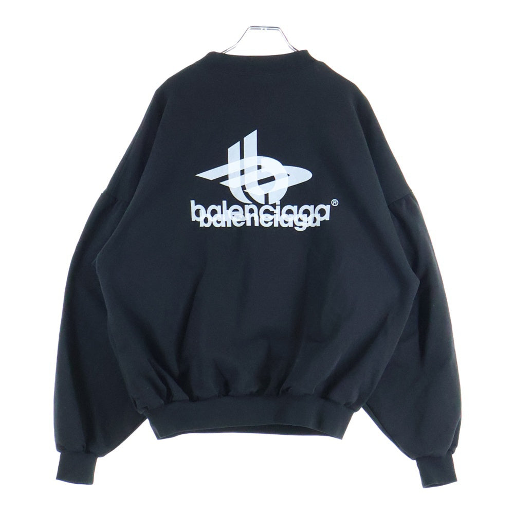 BALENCIAGA(バレンシアガ) 24SS Layard Sports Round レイヤードスポーツロゴ クルーネックスウェットトレーナー ブラック 767860 TPVF3