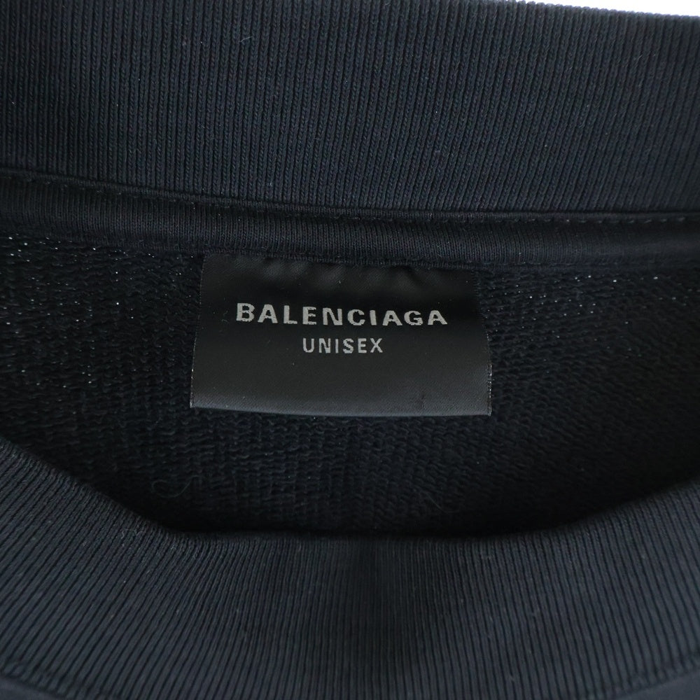 BALENCIAGA(バレンシアガ) 24SS Layard Sports Round レイヤードスポーツロゴ クルーネックスウェットトレーナー ブラック 767860 TPVF3