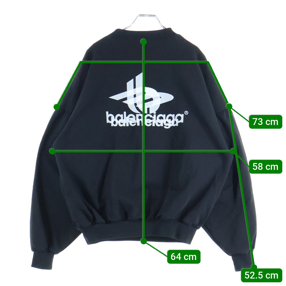BALENCIAGA(バレンシアガ) 24SS Layard Sports Round レイヤードスポーツロゴ クルーネックスウェットトレーナー ブラック 767860 TPVF3