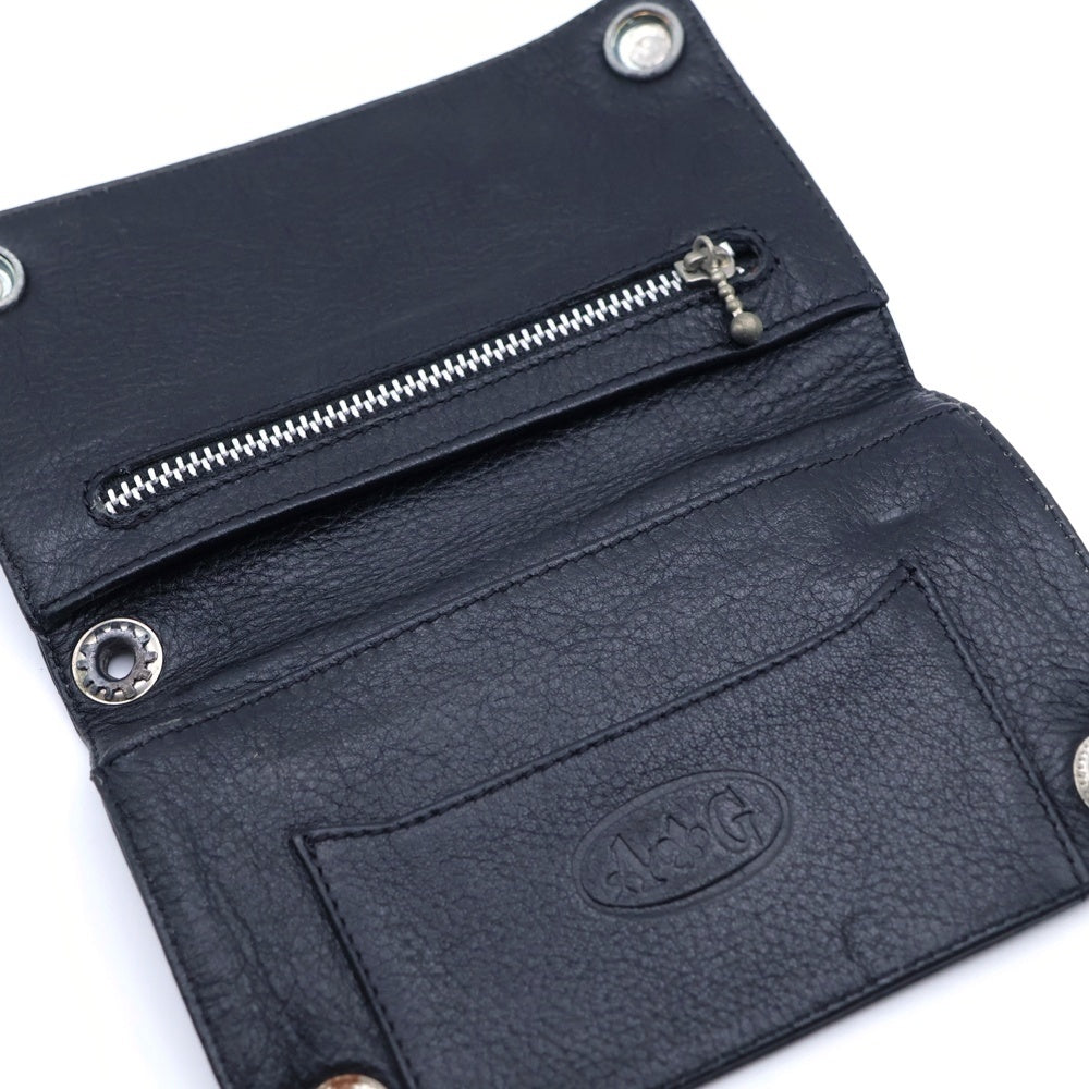A&G(エーアンドジー) 2SNAP WALLET 2つ折り財布 レザーウォレット ブラック