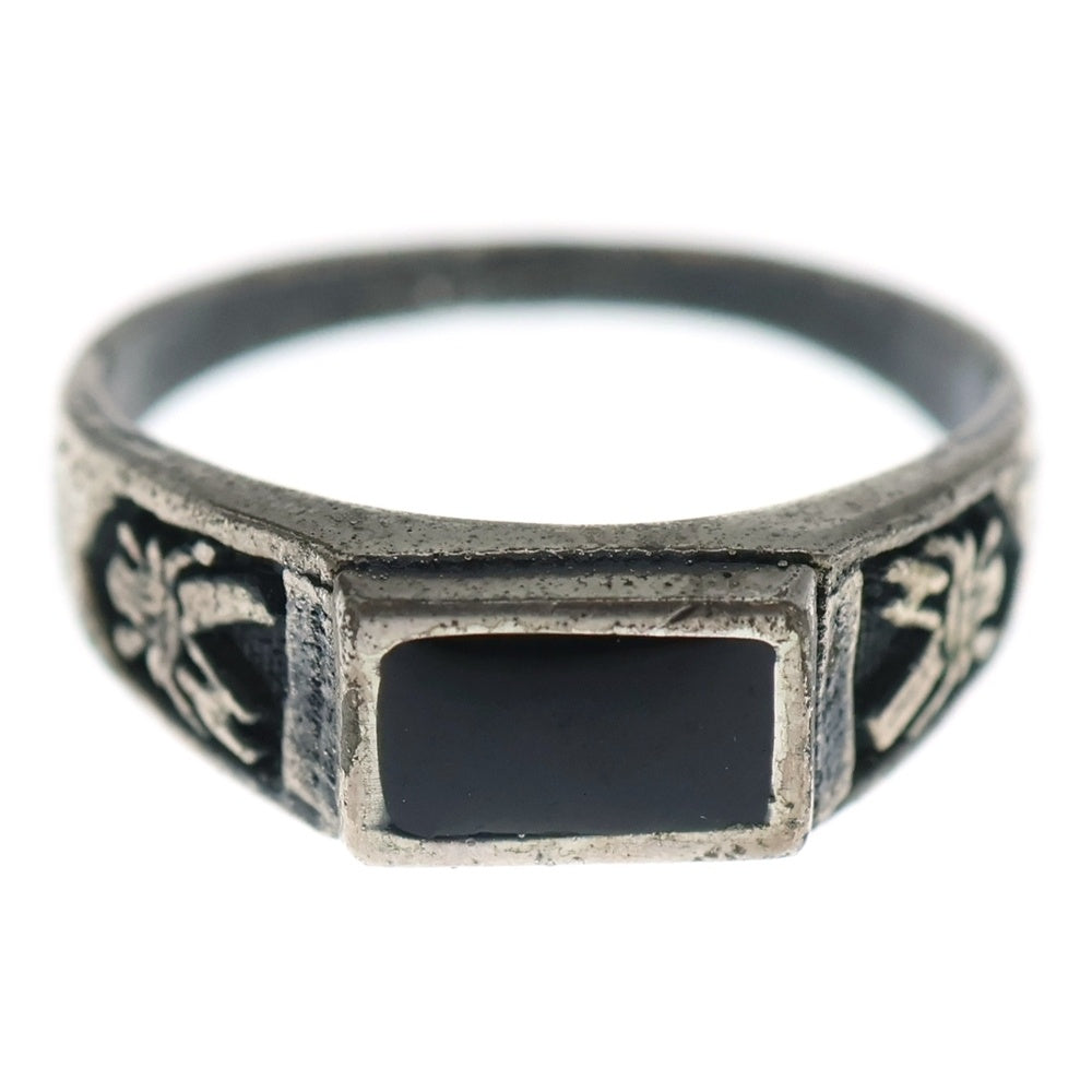 NO BRAND(ノーブランド) Stone College Ring ストーン カレッジリング シルバー/ブラック