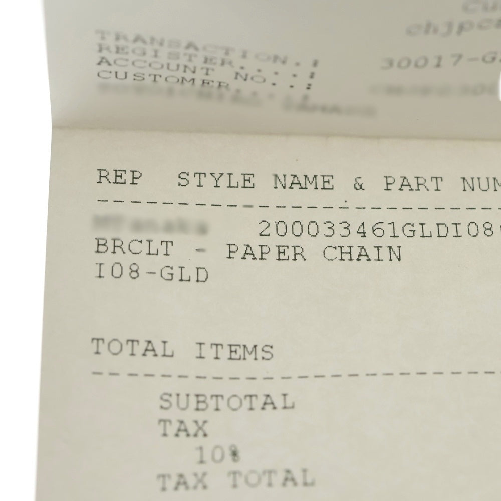 CHROME HEARTS(クロムハーツ) 22K PAPER CHAIN ペーパーチェーン ブレスレット ゴールド BCA025