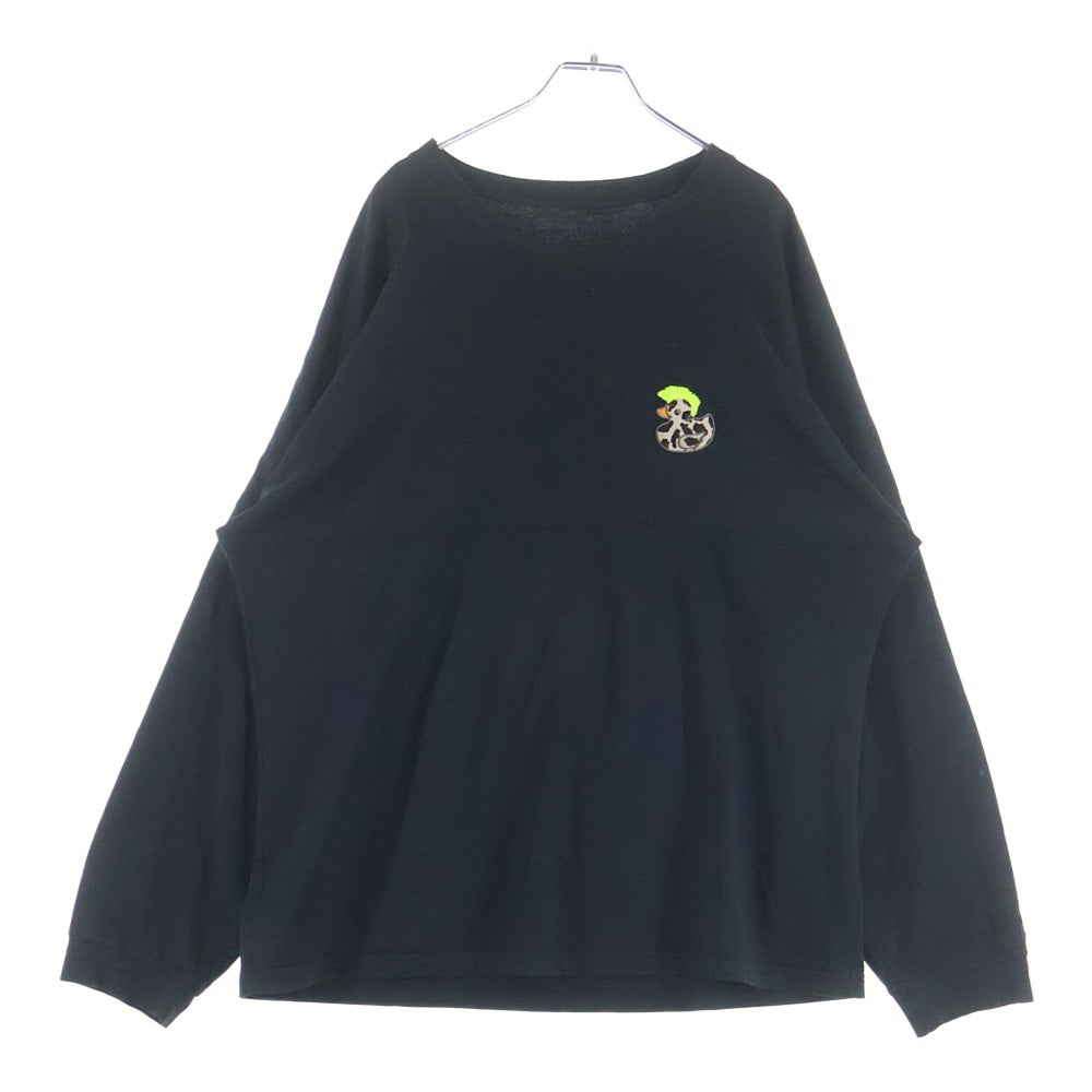 lucien pellat-finet(ルシアンペラフィネ) バックロゴプリント アヒルワッペン 長袖Tシャツ カットソー ブラック YMP-877U