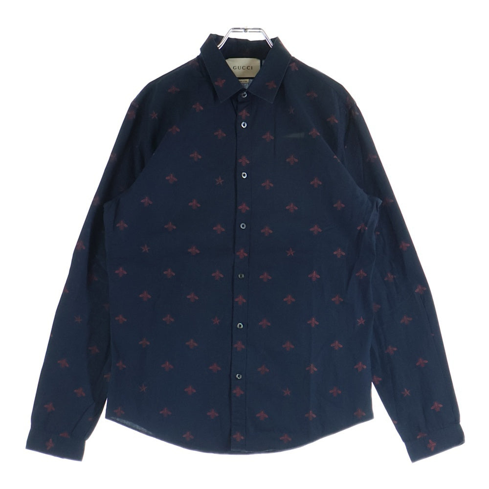 GUCCI(グッチ) Bee Star Print Button Down Shirts ビー スター プリント長袖シャツ ネイビー 408602 Z374A