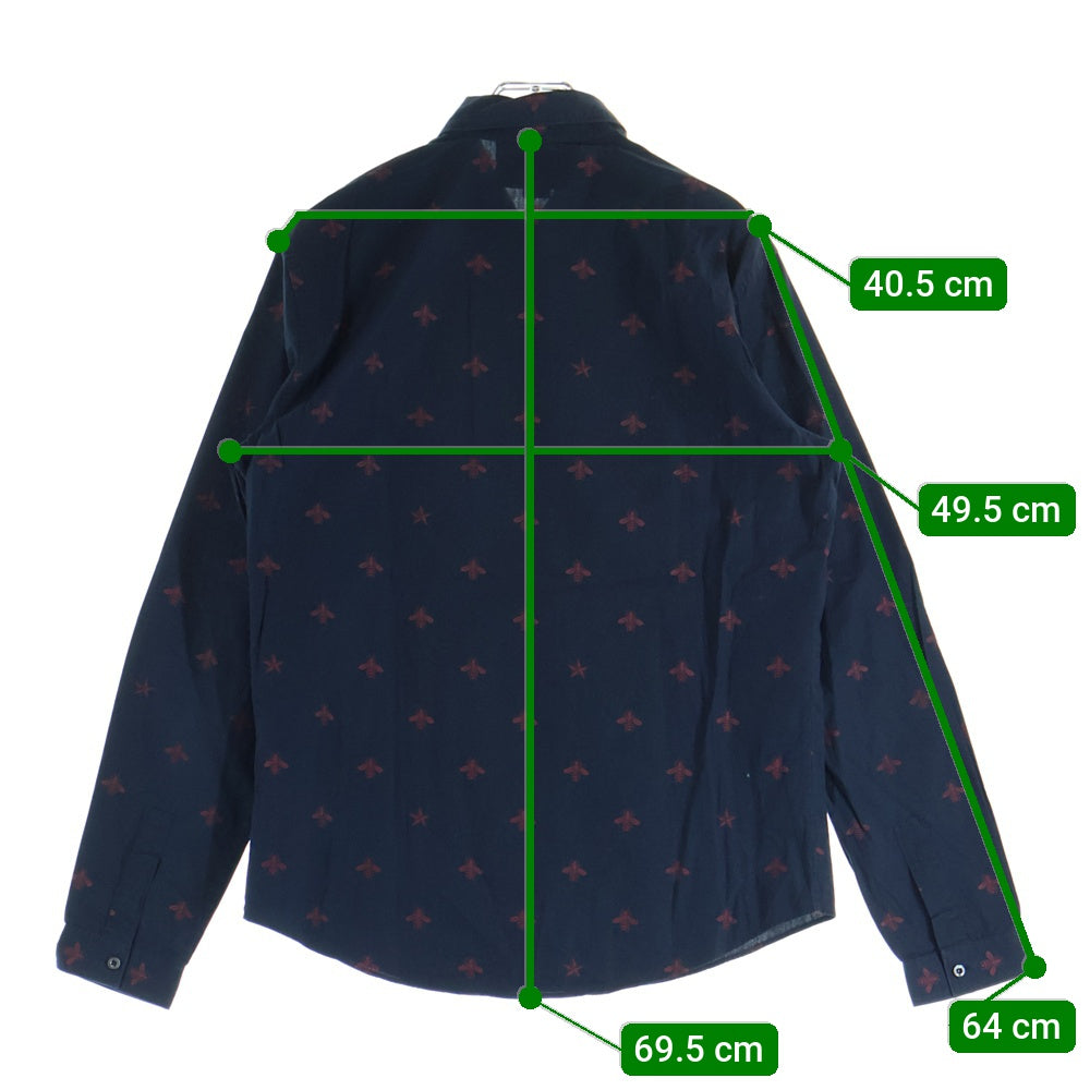 GUCCI(グッチ) Bee Star Print Button Down Shirts ビー スター プリント長袖シャツ ネイビー 408602 Z374A