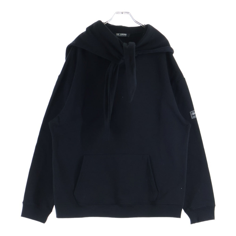 RAF SIMONS(ラフシモンズ) 22AW Knot Hood Regular Fit Hoodie ノットフード プルオーバースウェットパーカー フーディー ブラック 222-M164