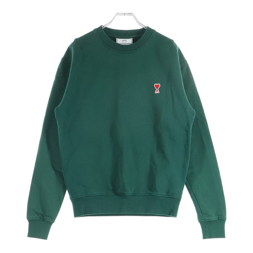 AMI Alexandre Mattiussi(アミアレクサンドルマテュッシ) Sweatshirt ハートロゴ刺繍 クルーネックスウェットトレーナー グリーン