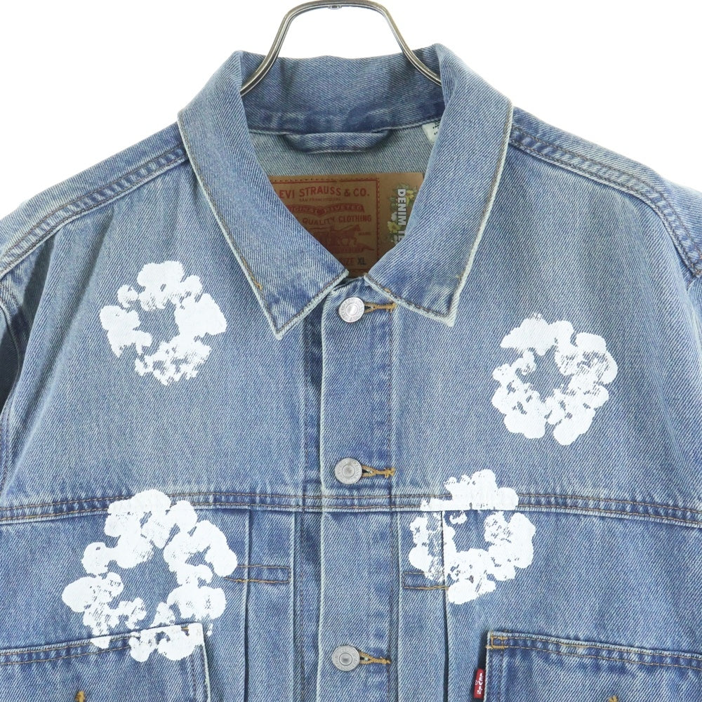 DENIM TEARS(デニムティアーズ) ×LEVI'S TYPE-2 ALL OVER WREATH LIGHT WASH リーバイス オールオーバーフラワー柄デニムジャケット Gジャン インディゴ PC9-A2318-0003