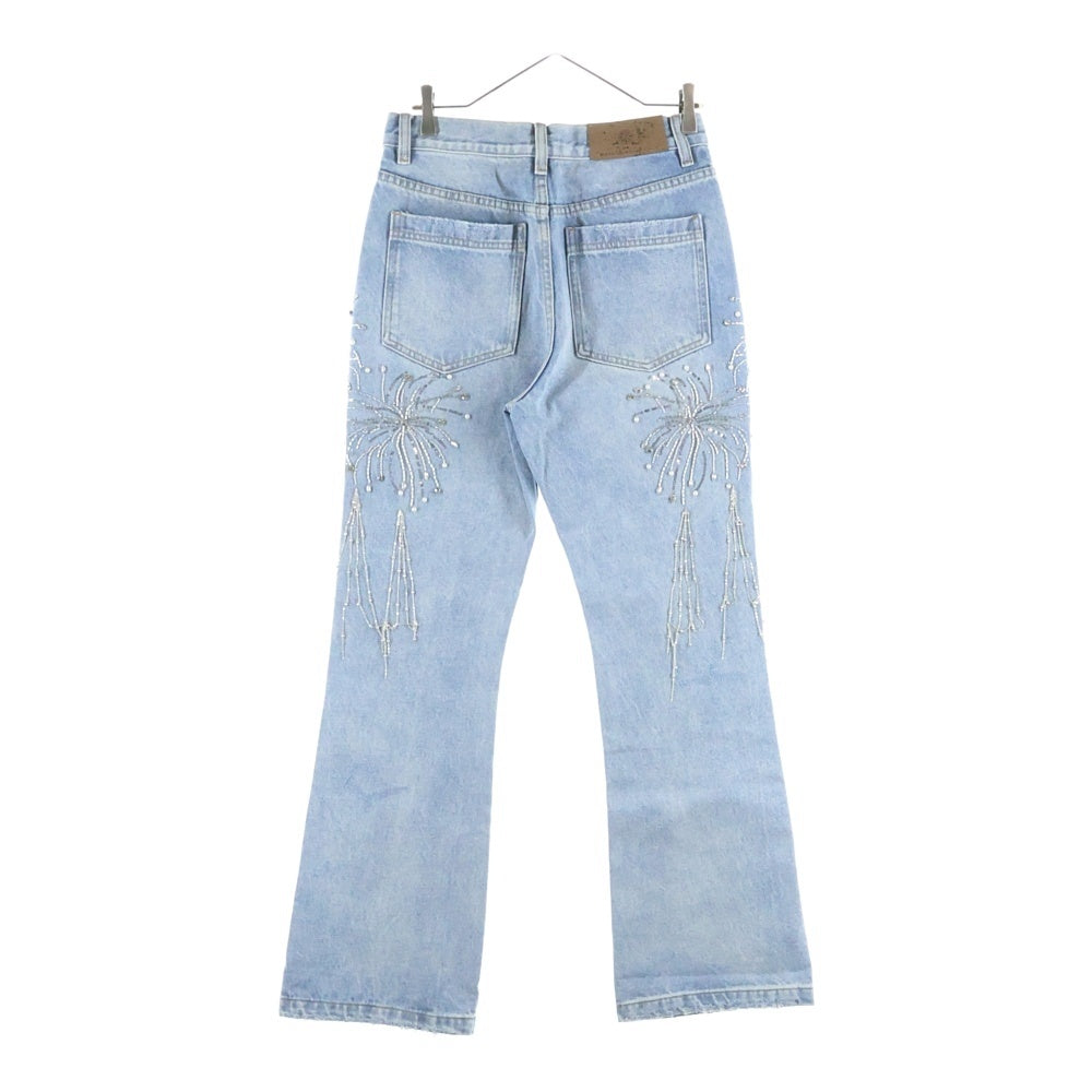 BIRTH OF ROYAL CHILD(バースオブロイヤルチャイルド) Fireworks Washed Denim スパンコール装飾 フレアデニムパンツ インディゴ