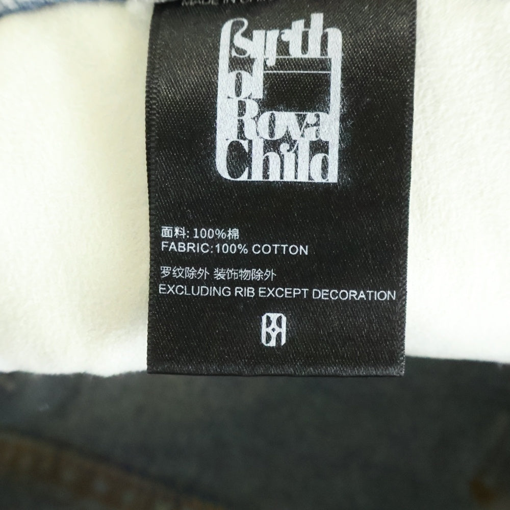 BIRTH OF ROYAL CHILD(バースオブロイヤルチャイルド) Fireworks Washed Denim スパンコール装飾 フレアデニムパンツ インディゴ