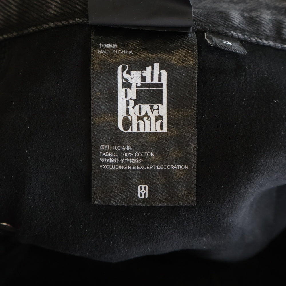 BIRTH OF ROYAL CHILD(バースオブロイヤルチャイルド) 20K Diamond Stellar Jeans ラインストーン装飾 デニムパンツ グレー