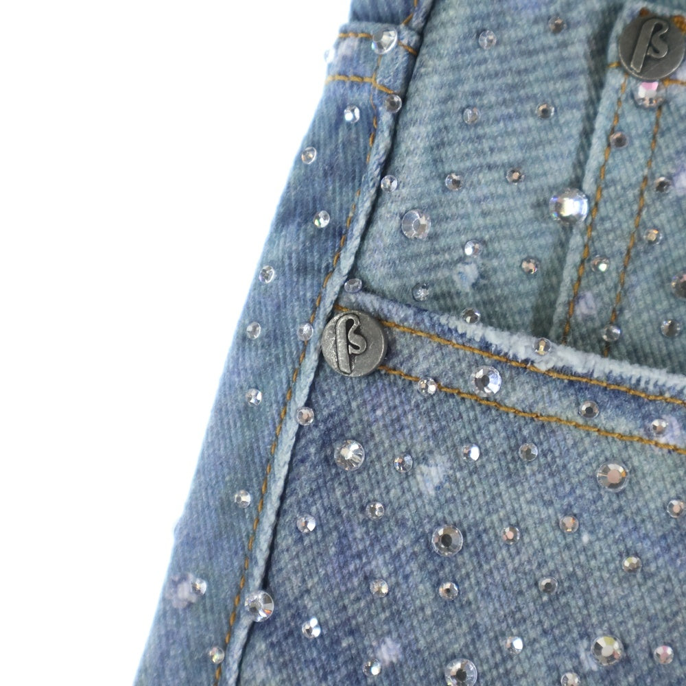 BIRTH OF ROYAL CHILD(バースオブロイヤルチャイルド) 3D Printing Washed 20k Swarovski Diamond Boro Jeans ラインストーン装飾 ウォッシュド加工 デニムパンツ インディゴ