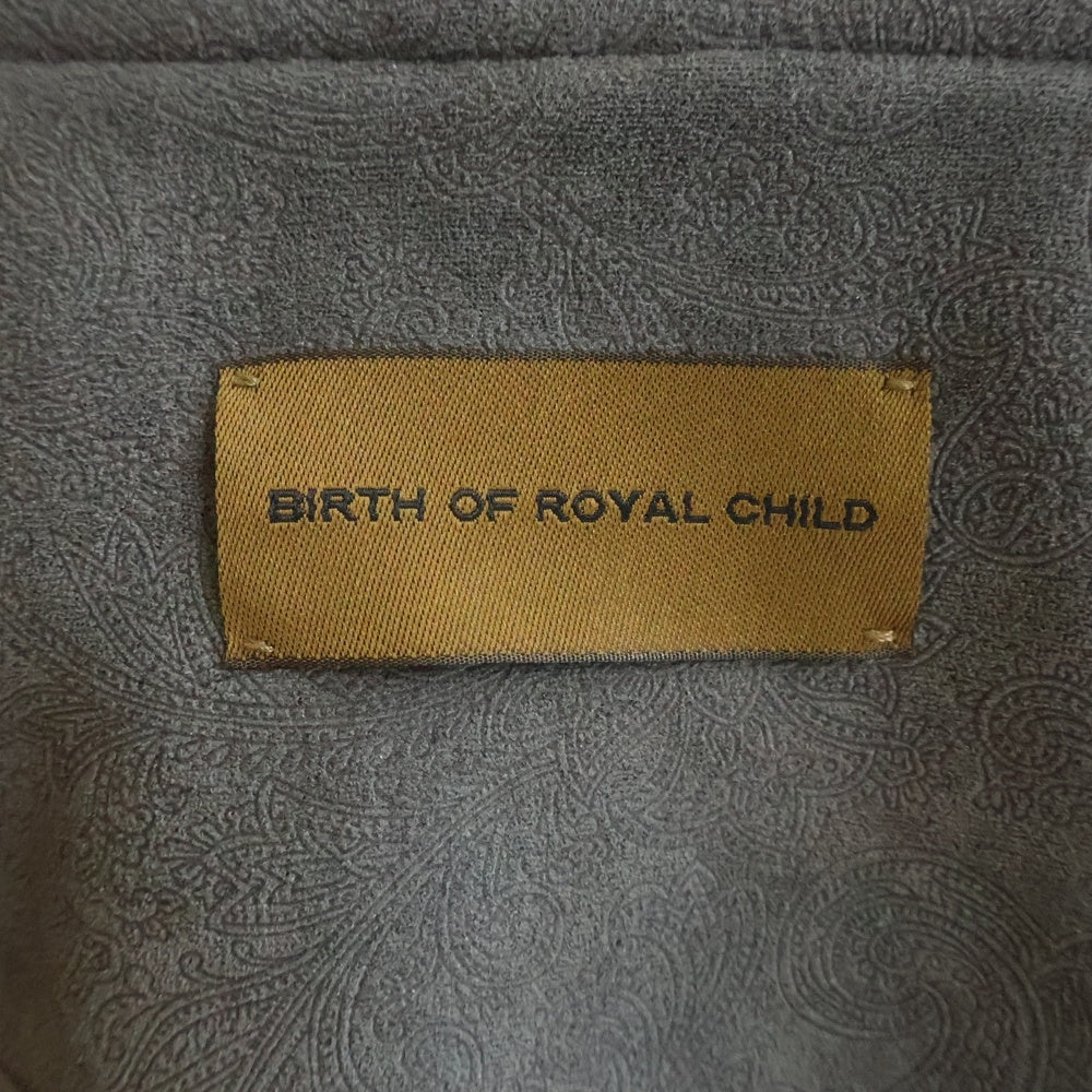 BIRTH OF ROYAL CHILD(バースオブロイヤルチャイルド) Cashew Blossom Pearl Zipper Hoodie ペイズリー柄 パール装飾 ジップアップスウェットパーカー フーディー グレー