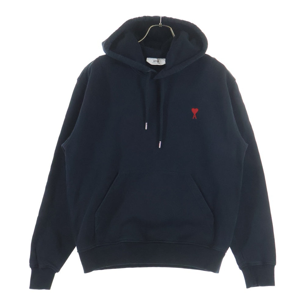 AMI Alexandre Mattiussi(アミアレクサンドルマテュッシ) Hoodie ハートロゴ刺繍 プルオーバースウェットパーカー フーディー ブラック BFHJ008.730