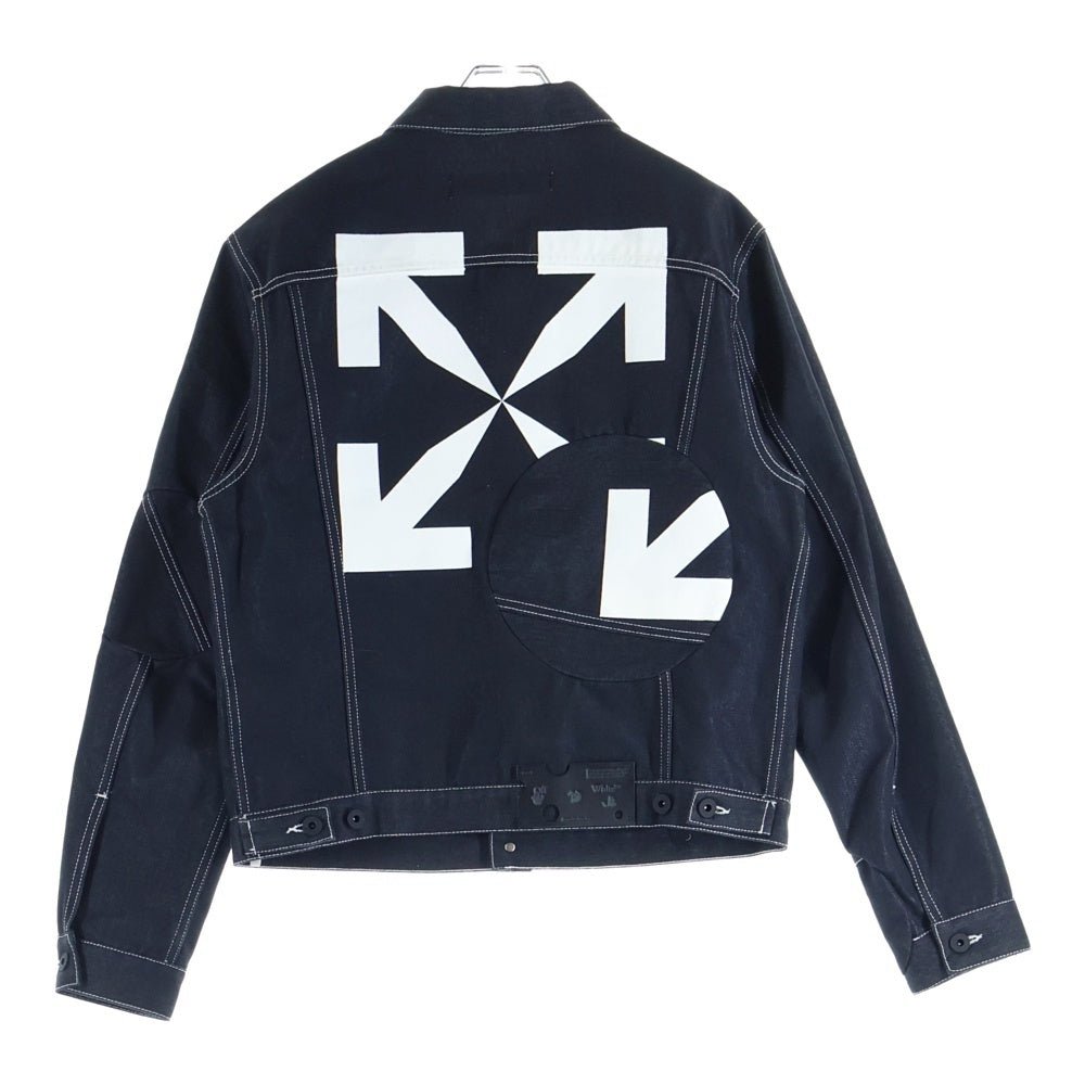 OFF-WHITE(オフホワイト) 21SS Twisted Denim Jacket バックロゴ 切り替えし デニムジャケット インディゴ OMYE067R21DEN001
