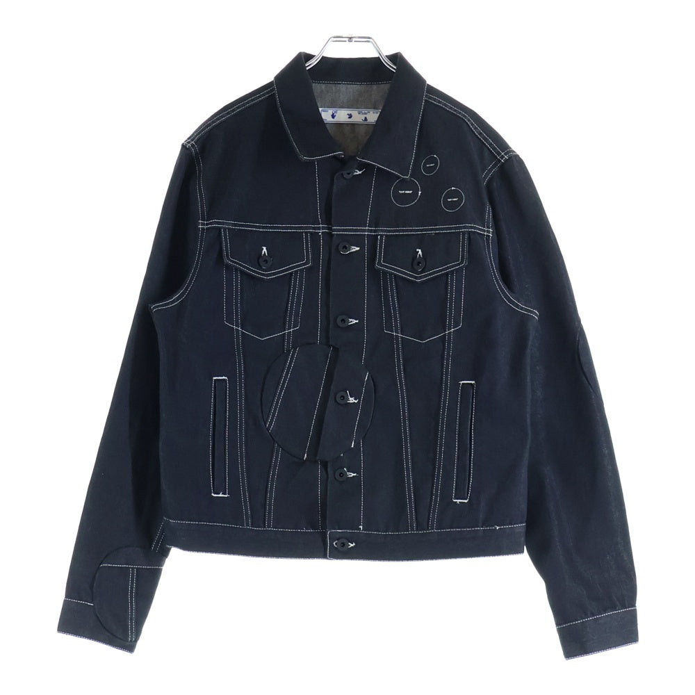 OFF-WHITE(オフホワイト) 21SS Twisted Denim Jacket バックロゴ 切り替えし デニムジャケット インディゴ OMYE067R21DEN001