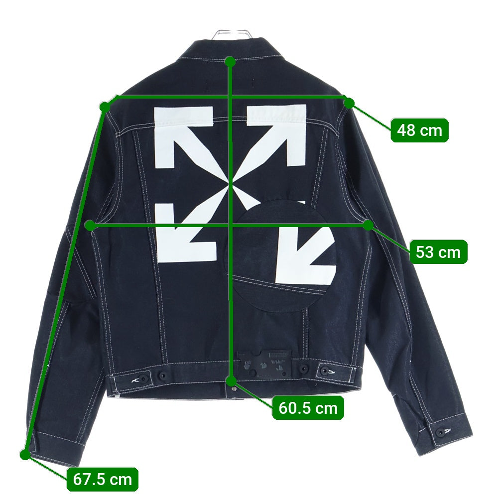 OFF-WHITE(オフホワイト) 21SS Twisted Denim Jacket バックロゴ 切り替えし デニムジャケット インディゴ OMYE067R21DEN001