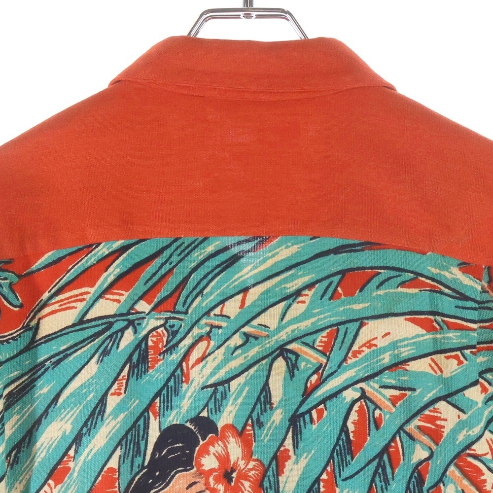 VINTAGE(ヴィンテージ) 50S Art Vogue Hula Girl Back Panel Hawaiian Shirt フラガール バックプリントホップサックアロハシャツ レッド
