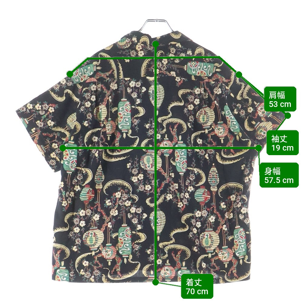VINTAGE(ヴィンテージ) 50S harper Cotton Hawaiian Shirt 総柄半袖アロハシャツ ブラック
