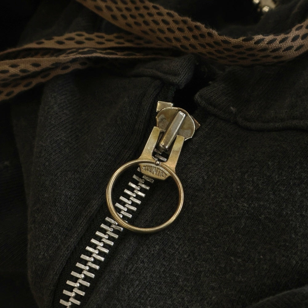 KAPITAL(キャピタル) Thriller Devil Hoodie スリラー ダメージ加工 スタッズ装飾 ジップアップスウェットパーカー フーディー グレー K2503LC053