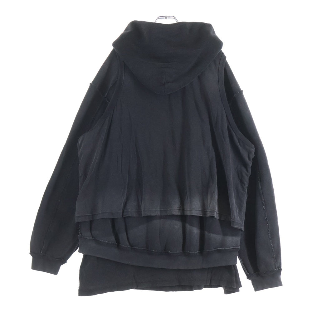 ALEXANDER WANG(アレキサンダーワン) Distressed Hoodie レイヤード ダメージ加工 プルオーバースウェットパーカー フーディー グレー UCC4241718