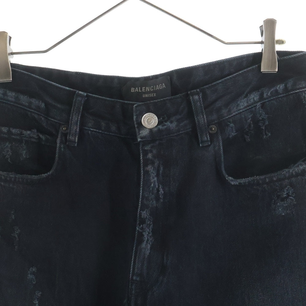 BALENCIAGA(バレンシアガ) 23SS Destroyed Knee Baggy Jeans デストロイバギーデニムパンツ ジーンズ ブラック 745151 TBP47