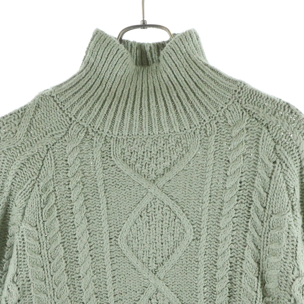 FEAR OF GOD ESSENTIALS(フィアオブゴッド エッセンシャルズ) CABLE KNIT SWEATER オーバーサイズ ハイネック ケーブルコットンニット セーター グリーン