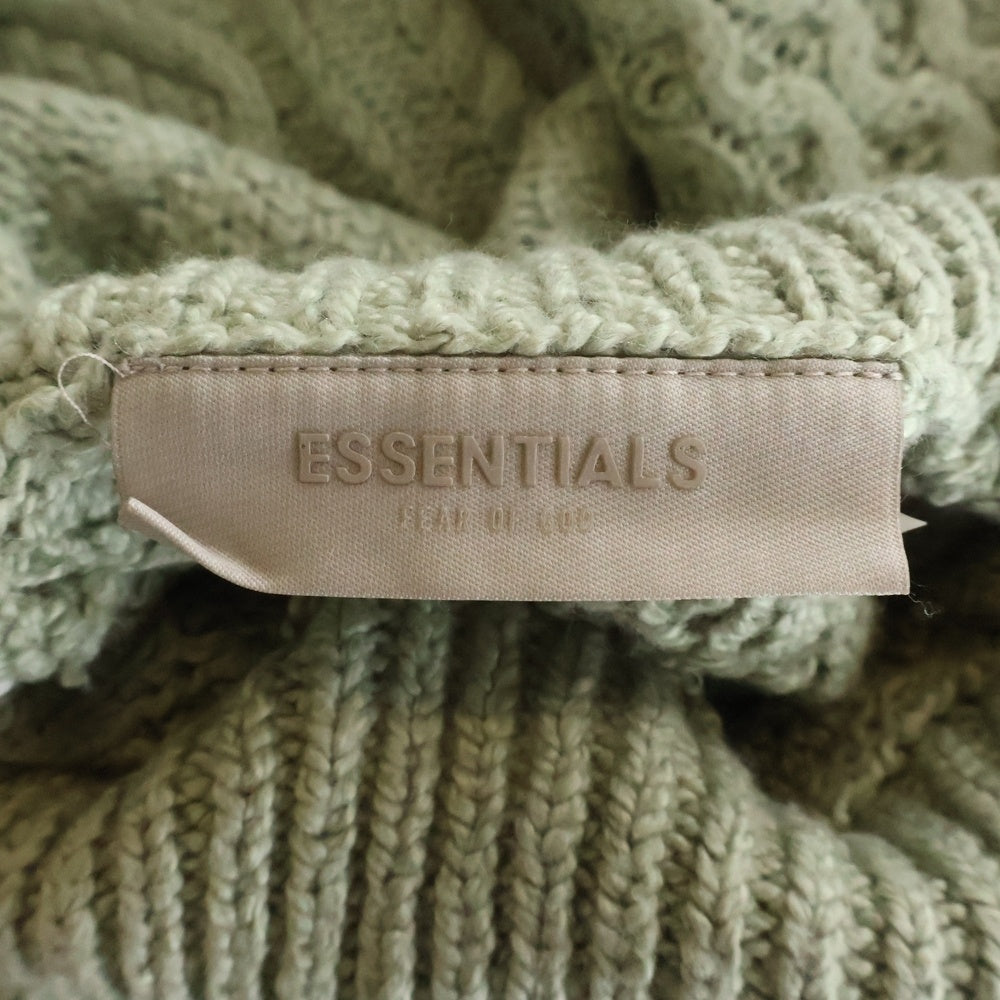 FEAR OF GOD ESSENTIALS(フィアオブゴッド エッセンシャルズ) CABLE KNIT SWEATER オーバーサイズ ハイネック ケーブルコットンニット セーター グリーン