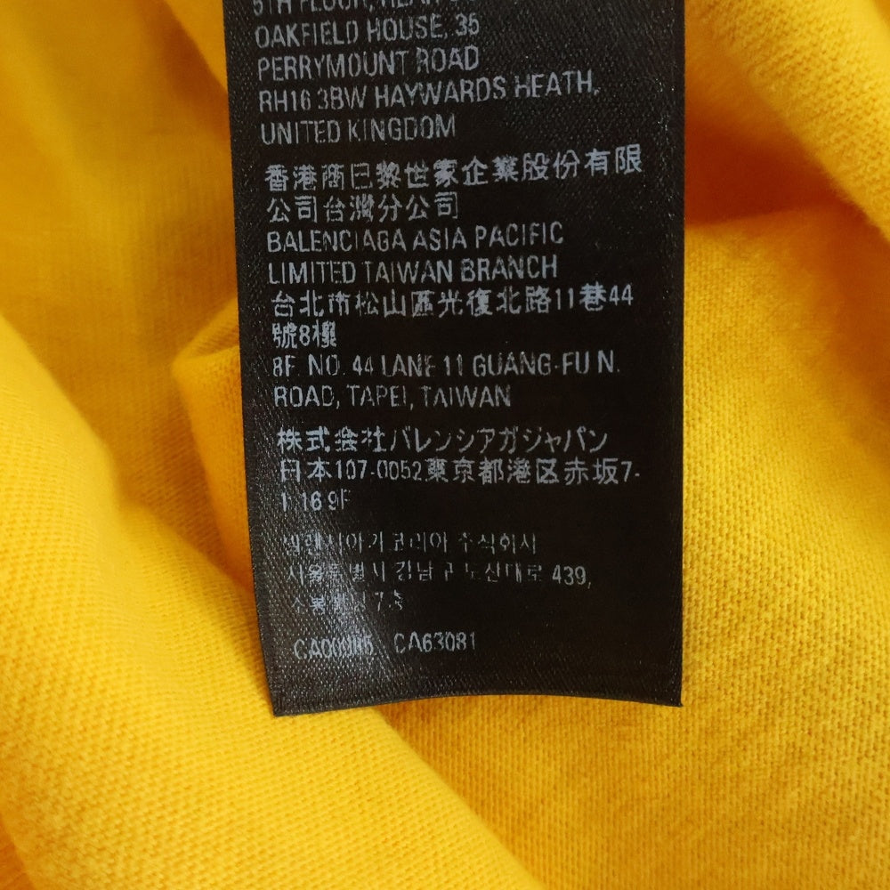 BALENCIAGA(バレンシアガ) 22AW Handwritten Campaign Logo T-Shirt 手書きキャンペーンロゴ ダメージ加工半袖Tシャツ イエロー 641675 TNVE7