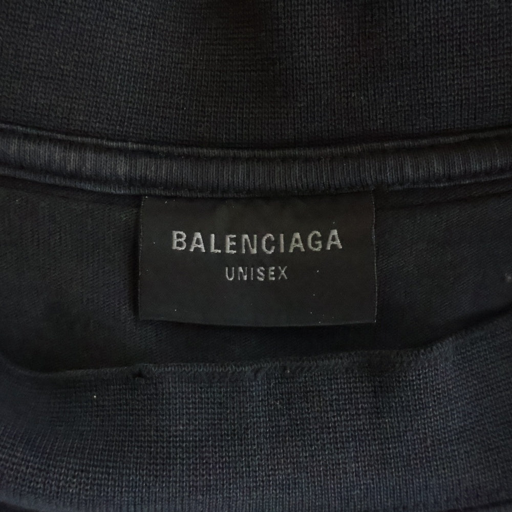 BALENCIAGA(バレンシアガ) 25SS Layered Crash Campaign Logo L/S T-Shirt レイヤード クラッシュ ダメージ加工 キャンペーンロゴ長袖Tシャツ ブラック 818555 TRVK8