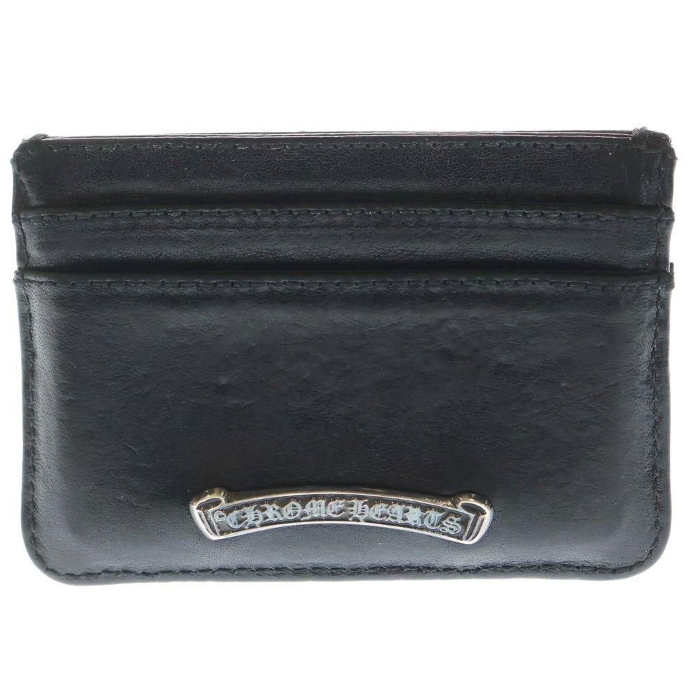 CHROME HEARTS(クロムハーツ) DOUBLE SIDE スクロールラベル レザーカードケース 定期入れ ブラック