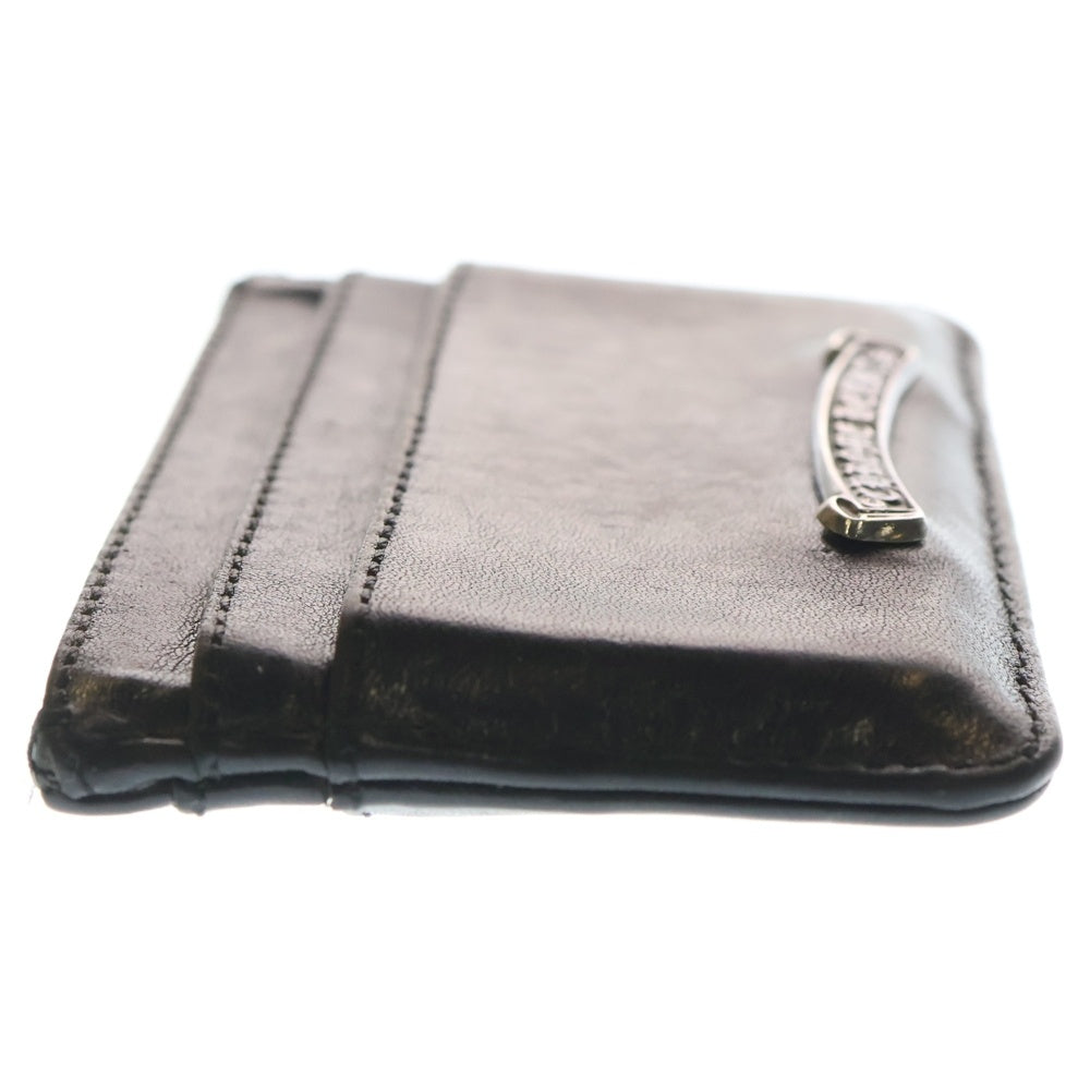 CHROME HEARTS(クロムハーツ) DOUBLE SIDE スクロールラベル レザーカードケース 定期入れ ブラック
