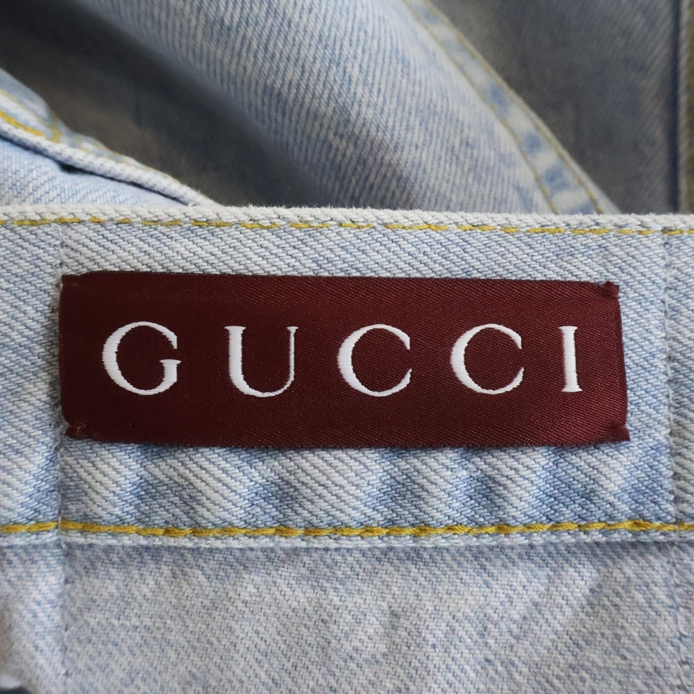 GUCCI(グッチ) 25SS Five-Pocket Jeans GGプリント ボタンフライデニムパンツ ジーンズ インディゴ 815629 XDC6X