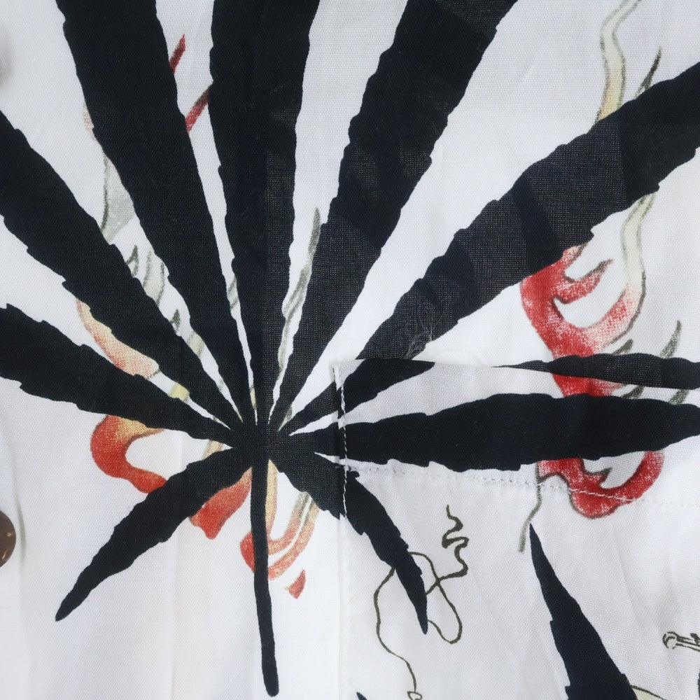 WACKO MARIA(ワコマリア) 24SS HIGH TIMES HAWAIIAN SHIRT マリファナ&百鬼夜行図浮世絵 半袖シャツ ホワイト