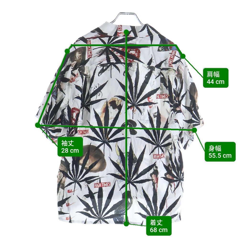 WACKO MARIA(ワコマリア) 24SS HIGH TIMES HAWAIIAN SHIRT マリファナ&百鬼夜行図浮世絵 半袖シャツ ホワイト
