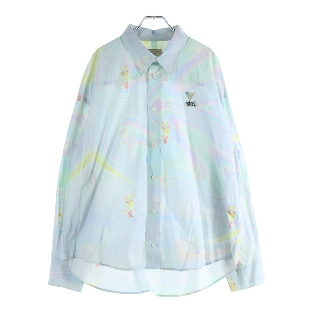 MAISON KITSUNE(メゾンキツネ) 20SS Multicolor Hologram Fox Print Casual Shirt マルチカラーホログラムフォックスプリント長袖シャツ マルチ EM00416WC4009