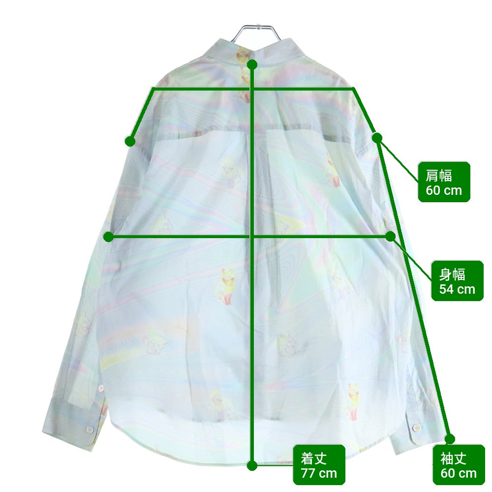 MAISON KITSUNE(メゾンキツネ) 20SS Multicolor Hologram Fox Print Casual Shirt マルチカラーホログラムフォックスプリント長袖シャツ マルチ EM00416WC4009