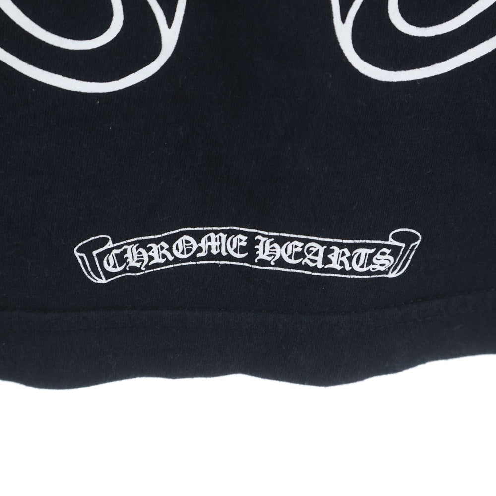 CHROME HEARTS(クロムハーツ) FLRL CRS HORSESHOE L/S バックホースシュー 袖フローラル ロングスリーブカットソー 長袖Tシャツ ブラック