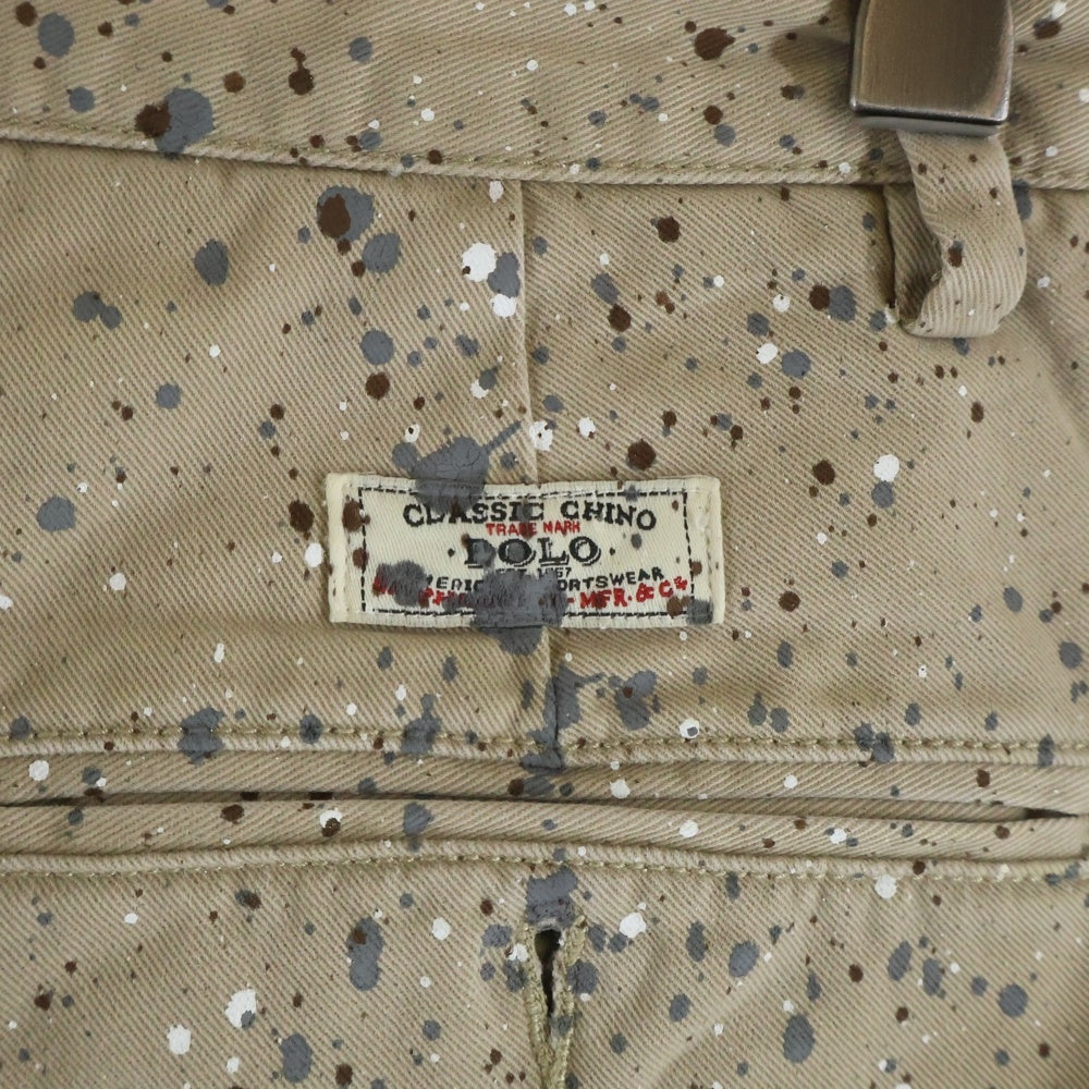 POLO RALPH LAUREN(ポロラルフローレン) 90S COTTON WIDE PANTS PAINTED TROUSERS コットン ワイド パンツ ベージュ