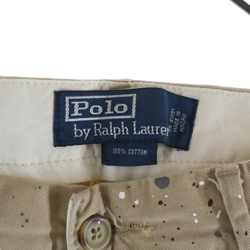 POLO RALPH LAUREN(ポロラルフローレン) 90S COTTON WIDE PANTS PAINTED TROUSERS コットン ワイド パンツ ベージュ